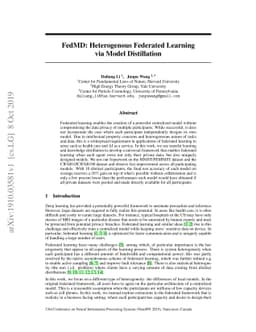 FedMD: Heterogenous Federated Learning via Model Distillation