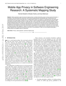 Mobile App Privacy in Software Engineering Research: A Systematic
  Mapping Study
