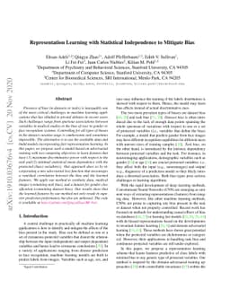 Representation Learning with Statistical Independence to Mitigate Bias