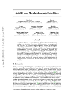 AutoML using Metadata Language Embeddings