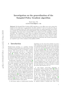 Investigation on the generalization of the Sampled Policy Gradient
  algorithm
