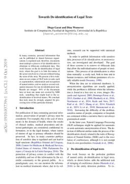 Towards De-identification of Legal Texts