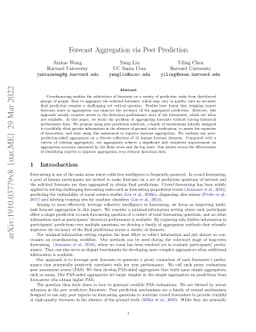 Forecast Aggregation via Peer Prediction