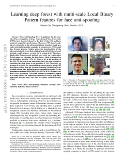 Learning deep forest with multi-scale Local Binary Pattern features for
  face anti-spoofing