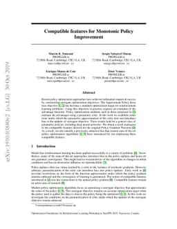Compatible features for Monotonic Policy Improvement