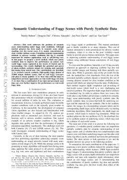 Semantic Understanding of Foggy Scenes with Purely Synthetic Data