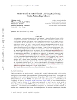 Model-Based Reinforcement Learning Exploiting State-Action Equivalence