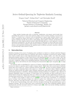 Active Ordinal Querying for Tuplewise Similarity Learning