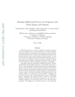 Deciding Differential Privacy for Programs with Finite Inputs and
  Outputs