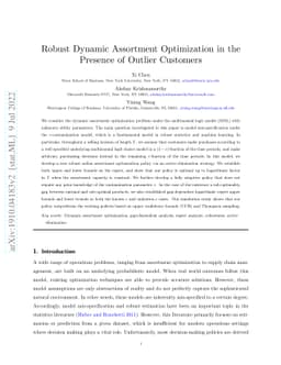 Robust Dynamic Assortment Optimization in the Presence of Outlier
  Customers