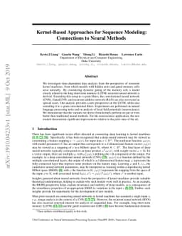 Kernel-Based Approaches for Sequence Modeling: Connections to Neural
  Methods