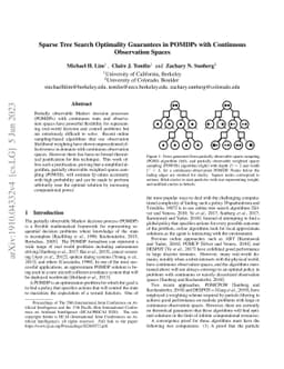 Sparse tree search optimality guarantees in POMDPs with continuous
  observation spaces