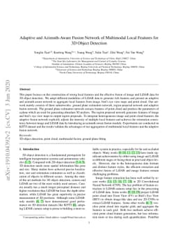 Adaptive and Azimuth-Aware Fusion Network of Multimodal Local Features
  for 3D Object Detection