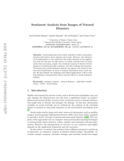 Sentiment Analysis from Images of Natural Disasters
