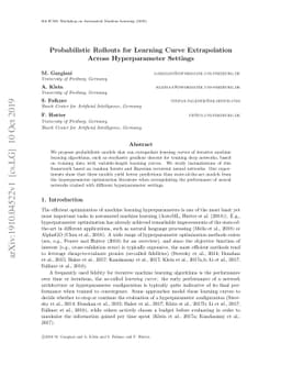 Probabilistic Rollouts for Learning Curve Extrapolation Across
  Hyperparameter Settings