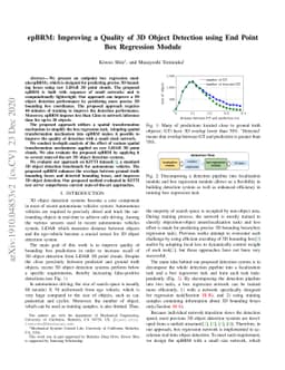 epBRM: Improving a Quality of 3D Object Detection using End Point Box
  Regression Module