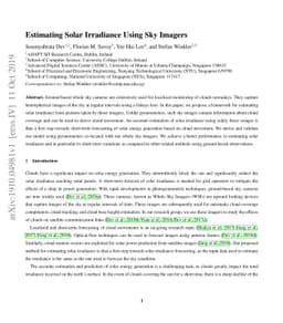 Estimating Solar Irradiance Using Sky Imagers
