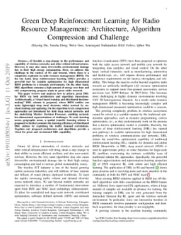 Green Deep Reinforcement Learning for Radio Resource Management:
  Architecture, Algorithm Compression and Challenge