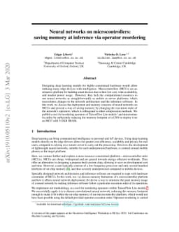 Neural networks on microcontrollers: saving memory at inference via
  operator reordering