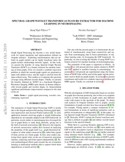 Spectral Graph Wavelet Transform as Feature Extractor for Machine
  Learning in Neuroimaging