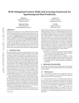 SUM: Suboptimal Unitary Multi-task Learning Framework for Spatiotemporal
  Data Prediction