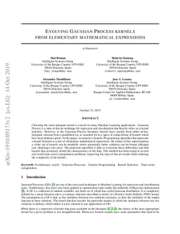 Evolving Gaussian Process kernels from elementary mathematical
  expressions