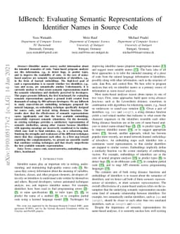 IdBench: Evaluating Semantic Representations of Identifier Names in
  Source Code