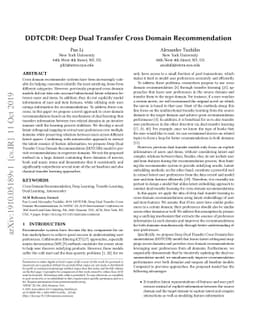 DDTCDR: Deep Dual Transfer Cross Domain Recommendation