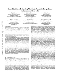 GrandDetAuto: Detecting Malicious Nodes in Large-Scale Autonomous
  Networks