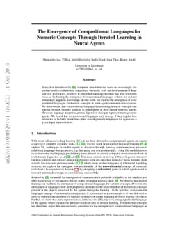 The Emergence of Compositional Languages for Numeric Concepts Through
  Iterated Learning in Neural Agents