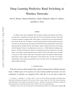 Deep Learning Predictive Band Switching in Wireless Networks