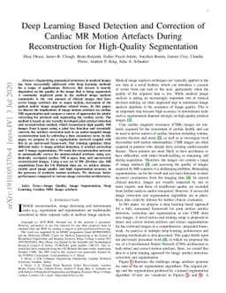 Deep Learning Based Detection and Correction of Cardiac MR Motion
  Artefacts During Reconstruction for High-Quality Segmentation