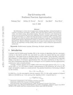 Zap Q-Learning With Nonlinear Function Approximation
