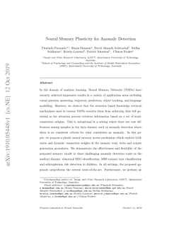 Neural Memory Plasticity for Anomaly Detection