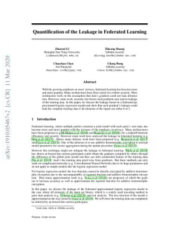 Quantification of the Leakage in Federated Learning