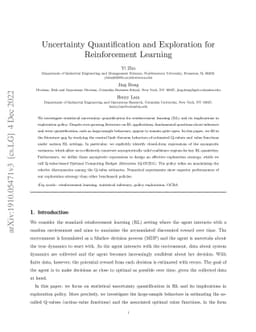 Uncertainty Quantification and Exploration for Reinforcement Learning