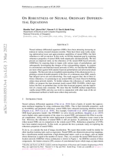 On Robustness of Neural Ordinary Differential Equations