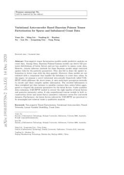 Variational Auto-encoder Based Bayesian Poisson Tensor Factorization for
  Sparse and Imbalanced Count Data