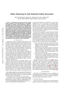 Online monitoring for safe pedestrian-vehicle interactions