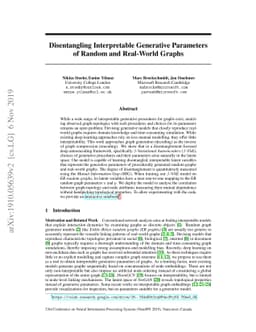 Disentangling Interpretable Generative Parameters of Random and
  Real-World Graphs