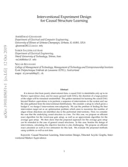 Interventional Experiment Design for Causal Structure Learning