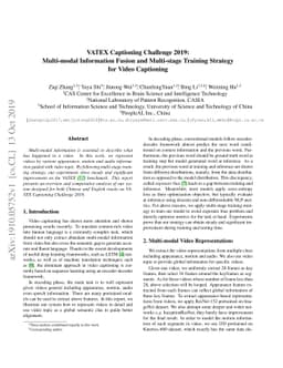 VATEX Captioning Challenge 2019: Multi-modal Information Fusion and
  Multi-stage Training Strategy for Video Captioning