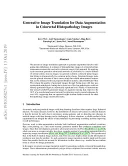 Generative Image Translation for Data Augmentation in Colorectal
  Histopathology Images
