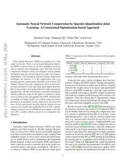Automatic Neural Network Compression by Sparsity-Quantization Joint
  Learning: A Constrained Optimization-based Approach