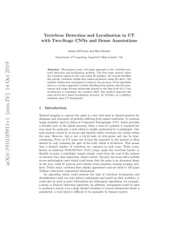 Vertebrae Detection and Localization in CT with Two-Stage CNNs and Dense
  Annotations