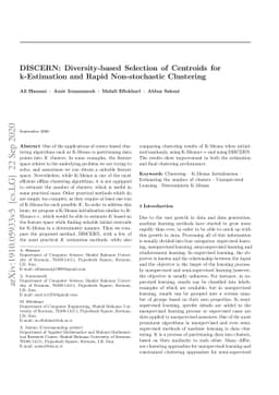 DISCERN: Diversity-based Selection of Centroids for k-Estimation and
  Rapid Non-stochastic Clustering