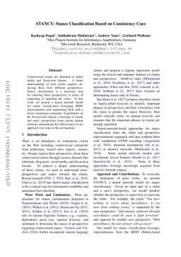 STANCY: Stance Classification Based on Consistency Cues