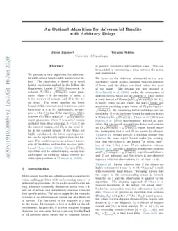 An Optimal Algorithm for Adversarial Bandits with Arbitrary Delays