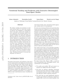 Variational Tracking and Prediction with Generative Disentangled
  State-Space Models