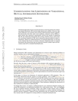 Understanding the Limitations of Variational Mutual Information
  Estimators